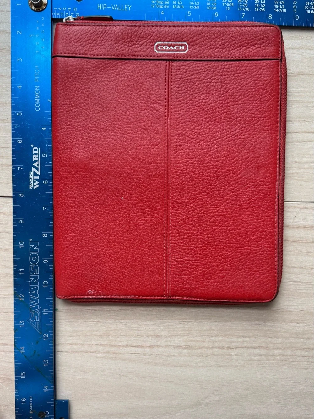 Coach Red Leather Zip Tablet Folio